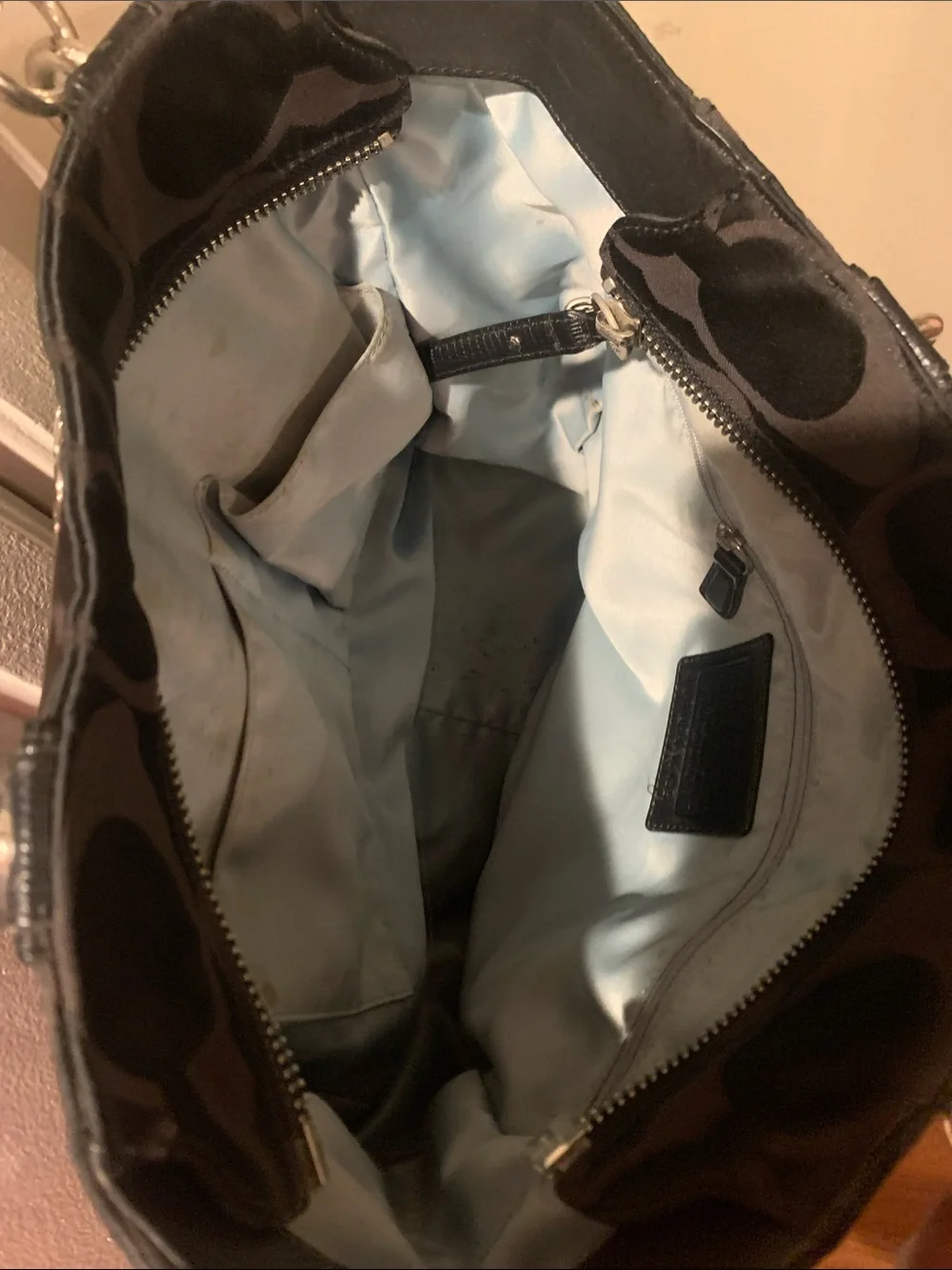 Coach Black Signature Shoulder Bag with Chain-Link Straps